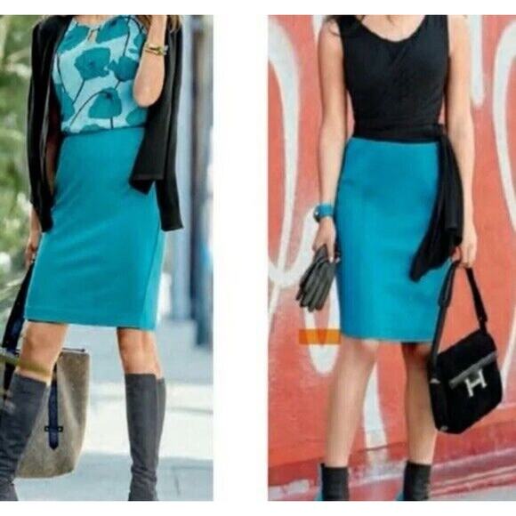Cabi 3220 Sigourney Teal Pencil Skirt Size 4 - Picture 2 of 5